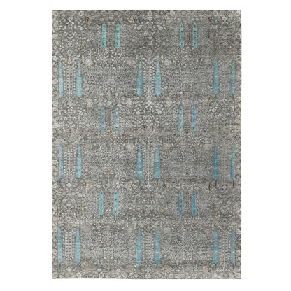 Transitional Wool & Silk Hand Knotted Rug Brown No Border 12.0X17.9 -O058142