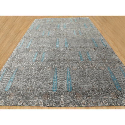 Transitional Wool & Silk Hand Knotted Rug Brown No Border 12.0X17.9 -O058142