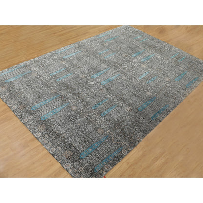 Transitional Wool & Silk Hand Knotted Rug Brown No Border 12.0X17.9 -O058142