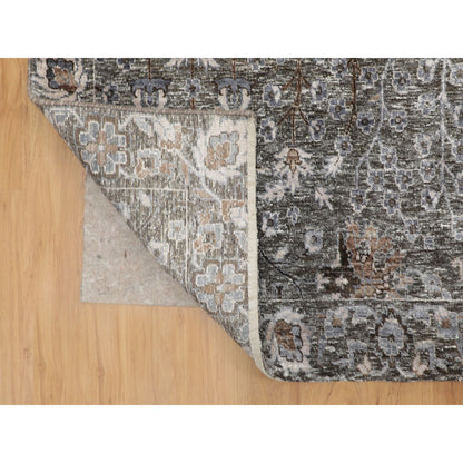 Transitional Wool & Silk Hand Knotted Rug Brown No Border 12.0X17.9 -O058142