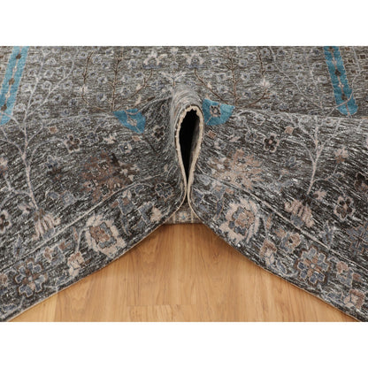 Transitional Wool & Silk Hand Knotted Rug Brown No Border 12.0X17.9 -O058142