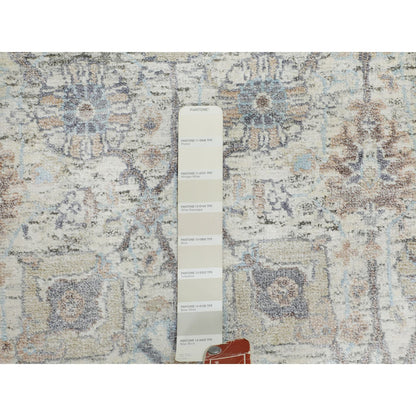 Transitional Wool & Silk Hand Knotted Rug Ivory No Border 2.6X6.2 -O058143