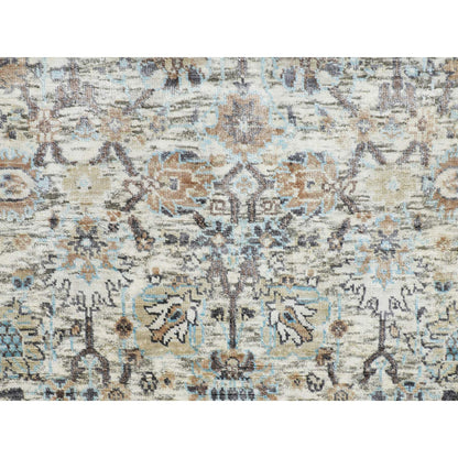 Transitional Wool & Silk Hand Knotted Rug Ivory No Border 2.6X6.2 -O058143
