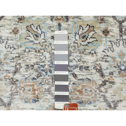 Transitional Wool & Silk Hand Knotted Rug Ivory No Border 2.6X6.2 -O058150