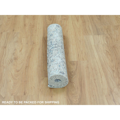 Transitional Wool & Silk Hand Knotted Rug Ivory No Border 2.6X6.2 -O058150
