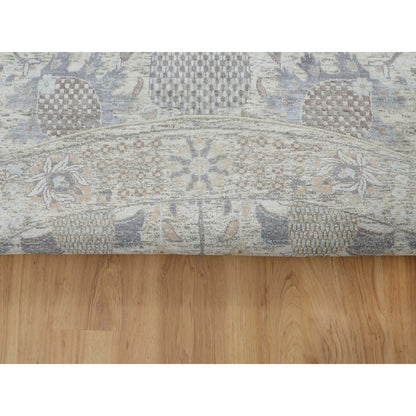 Transitional Wool & Silk Hand Knotted Rug Ivory No Border 10.0X10.0 -O058165
