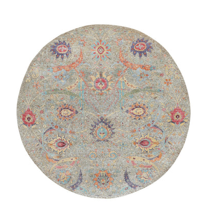 Transitional Wool & Silk Hand Knotted Rug Beige No Border 8.10X8.10 -O058172