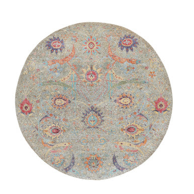 Transitional Wool & Silk Hand Knotted Rug Beige No Border 8.10X8.10 -O058172