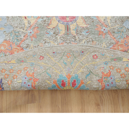 Transitional Wool & Silk Hand Knotted Rug Beige No Border 8.10X8.10 -O058172