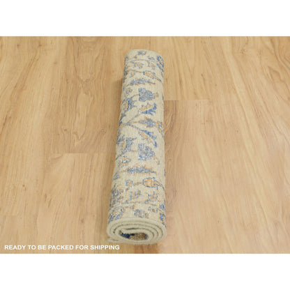 Transitional Wool & Silk Hand Knotted Rug Beige No Border 2.1X3.0 -O058177
