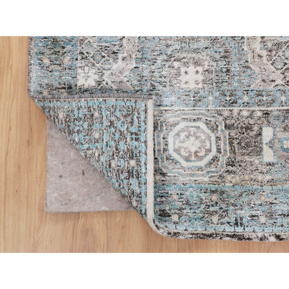 Mamluk Wool & Silk Hand Knotted Rug Blue 2.8x6.1 -O058181