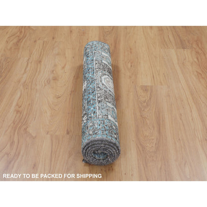 Mamluk Wool & Silk Hand Knotted Rug Blue 2.8x6.1 -O058181