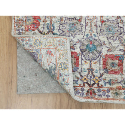 Transitional Wool & Silk Hand Knotted Rug Ivory No Border 2.7X12.0 -O058189