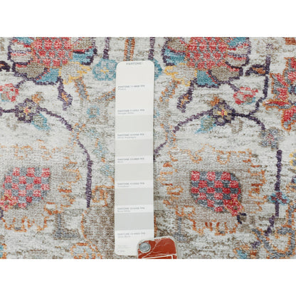 Transitional Wool & Silk Hand Knotted Rug Ivory No Border 2.7X12.0 -O058189