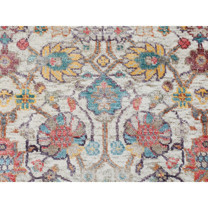 Transitional Wool & Silk Hand Knotted Rug Ivory No Border 2.7X12.0 -O058189