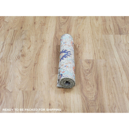 Transitional Wool & Silk Hand Knotted Rug Beige No Border 2.1X3.0 -O058194