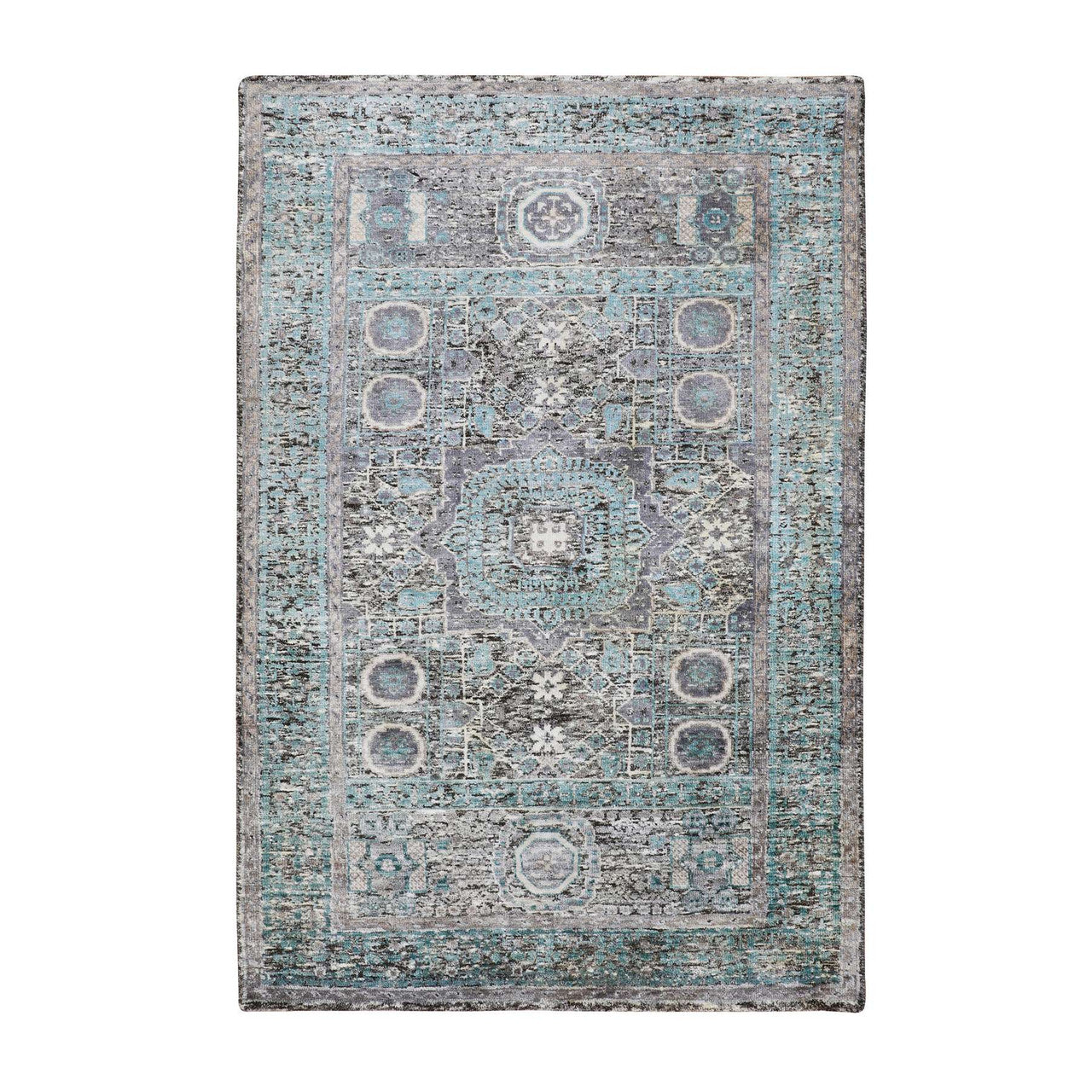 Mamluk Wool & Silk Hand Knotted Rug Brown No Border 3.1X5.0 -O058195