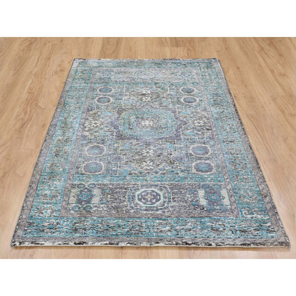 Mamluk Wool & Silk Hand Knotted Rug Brown No Border 3.1X5.0 -O058195