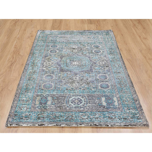 Mamluk Wool & Silk Hand Knotted Rug Brown No Border 3.1X5.0 -O058195