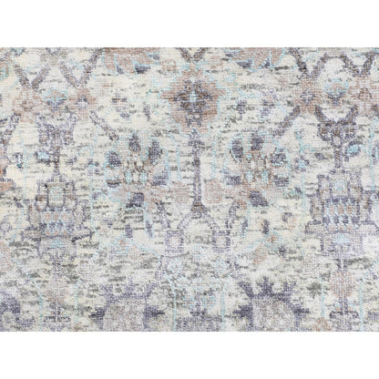 Transitional Wool & Silk Hand Knotted Rug Ivory No Border 2.5X12.0 -O058197