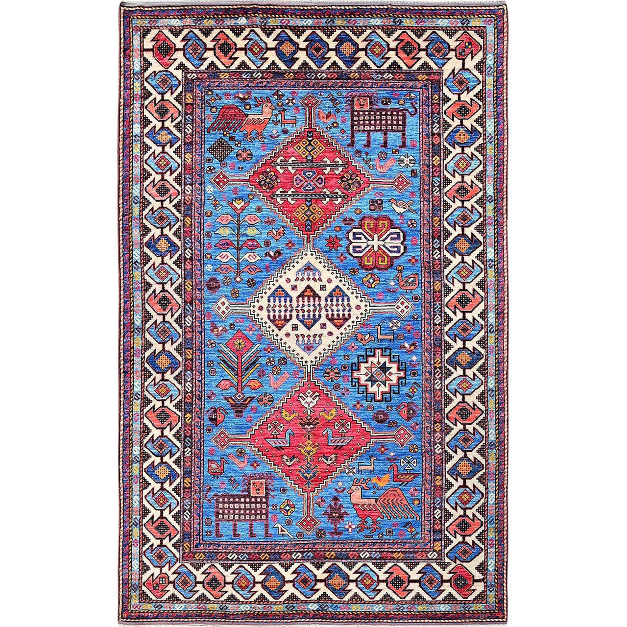 Kazak Wool Hand Knotted Rug Blue 5.10x9.2 -O0581