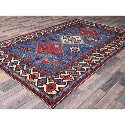 Kazak Wool Hand Knotted Rug Blue 5.10x9.2 -O0581