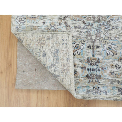 Transitional Wool & Silk Hand Knotted Rug Ivory No Border 2.5X8.0 -O058200