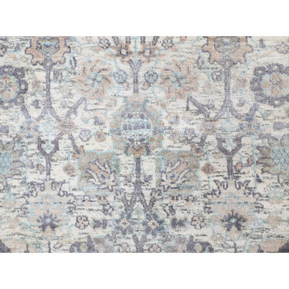 Transitional Wool & Silk Hand Knotted Rug Ivory No Border 2.5X8.0 -O058200