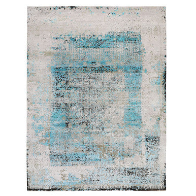 Modern and Contemporary Wool & Silk Hand Knotted Rug Grey No Border 8.9X11.10 -O058201