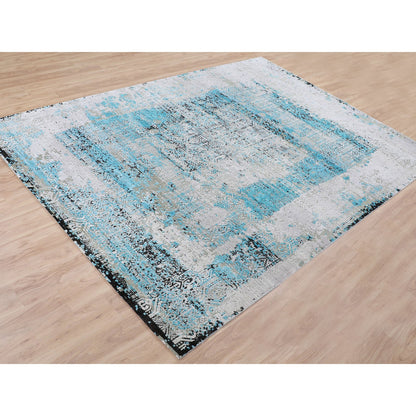 Modern and Contemporary Wool & Silk Hand Knotted Rug Grey No Border 8.9X11.10 -O058201