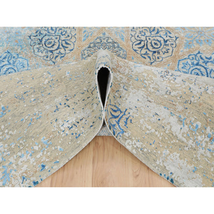 Transitional Wool & Silk Hand Knotted Rug Grey No Border 8.10X12.0 -O058202