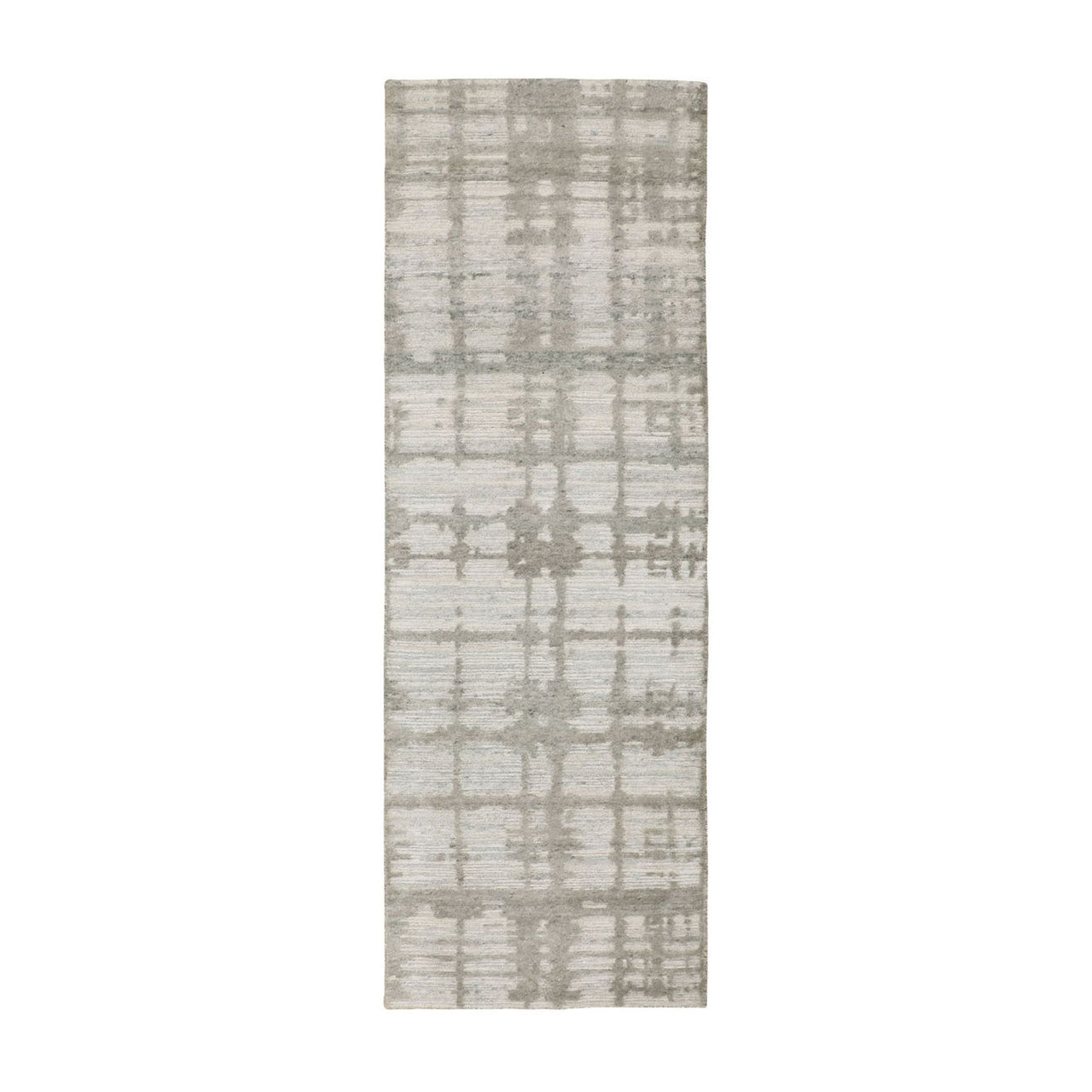Modern and Contemporary Wool Hand Knotted Rug Grey No Border 2.6X8.0 -O058230