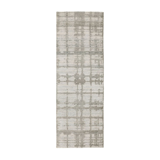 Modern and Contemporary Wool Hand Knotted Rug Grey No Border 2.6X8.0 -O058230