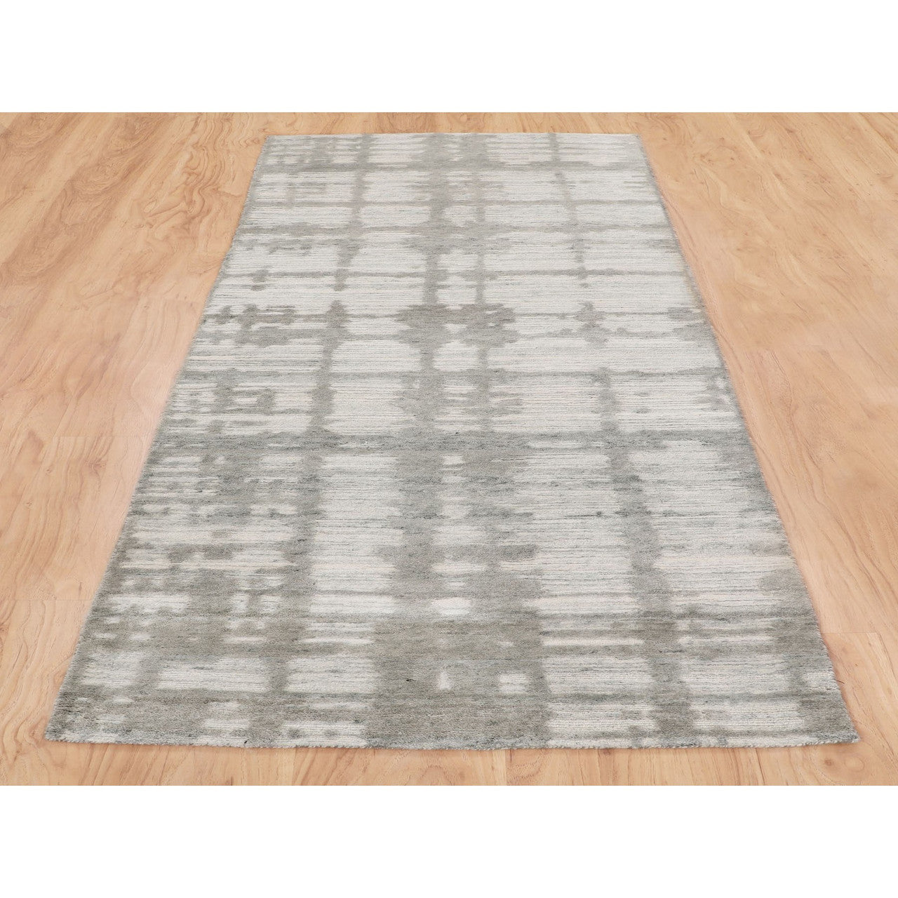 Modern and Contemporary Wool Hand Knotted Rug Grey No Border 2.6X8.0 -O058230