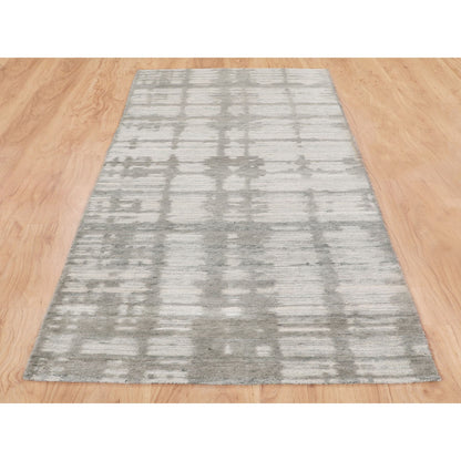 Modern and Contemporary Wool Hand Knotted Rug Grey No Border 2.6X8.0 -O058230