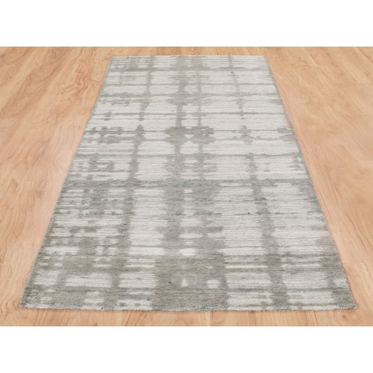 Modern and Contemporary Wool Hand Knotted Rug Grey No Border 2.6X8.0 -O058230