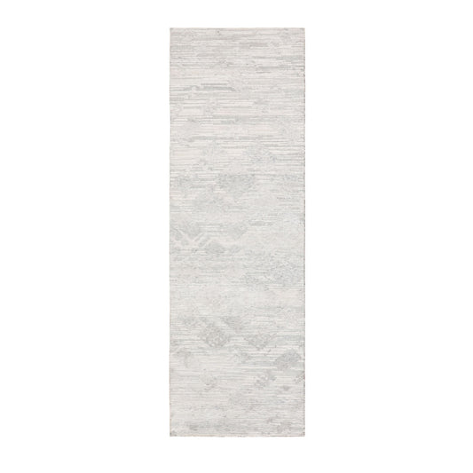 Modern and Contemporary Wool Hand Knotted Rug Ivory No Border 2.6X8.0 -O058233