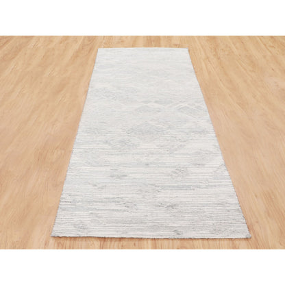 Modern and Contemporary Wool Hand Knotted Rug Ivory No Border 2.6X8.0 -O058233