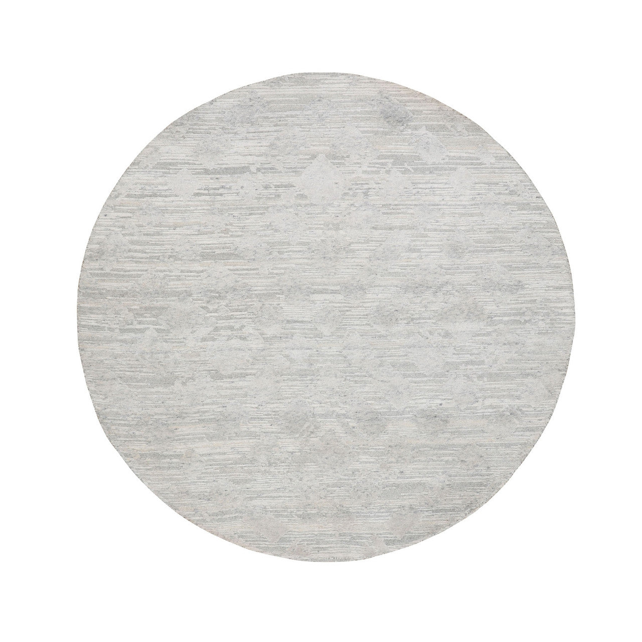 Modern and Contemporary Wool Hand Knotted Rug Ivory No Border 6.0X6.0 -O058238