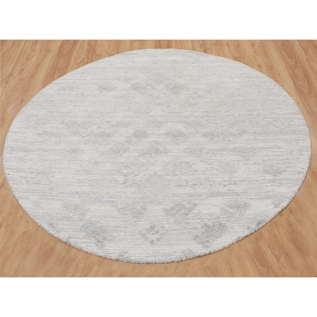 Modern and Contemporary Wool Hand Knotted Rug Ivory No Border 6.0X6.0 -O058238
