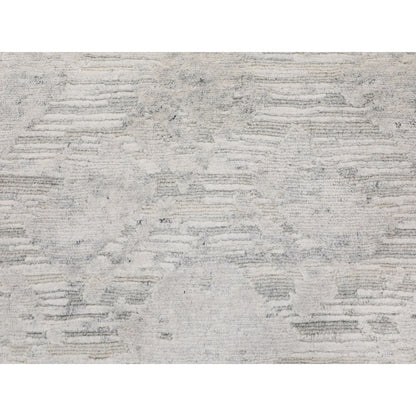 Modern and Contemporary Wool Hand Knotted Rug Ivory No Border 6.0X6.0 -O058238