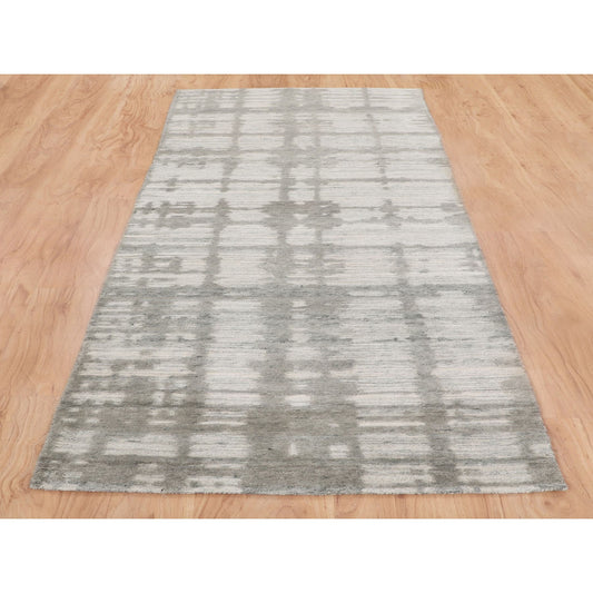 Modern and Contemporary Wool Hand Knotted Rug Grey No Border 2.6X8.0 -O058244
