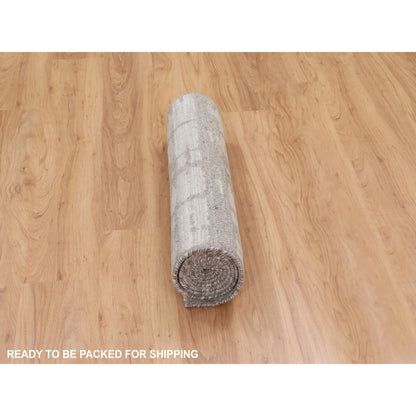 Modern and Contemporary Wool Hand Knotted Rug Grey No Border 2.6X8.0 -O058244