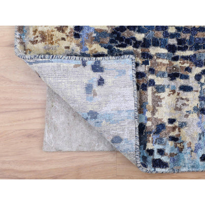 Modern and Contemporary Wool & Silk Hand Knotted Rug Blue No Border 3.0X4.9 -O058288