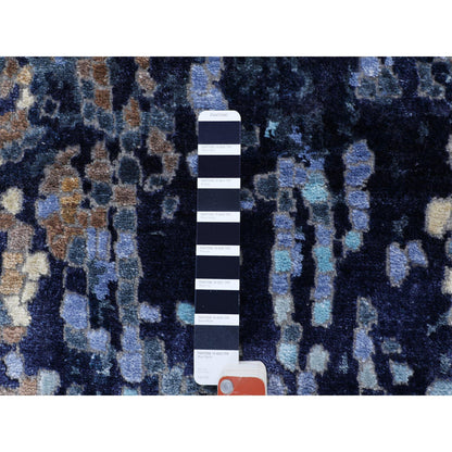 Modern and Contemporary Wool & Silk Hand Knotted Rug Blue No Border 3.0X4.9 -O058288