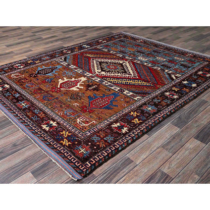 Kazak Wool Hand Knotted Rug Multicolored 6.2x7.7 -O0582