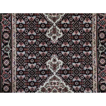 Fine Oriental Wool Hand Knotted Rug Black Black 2.8X6.1 -O058306