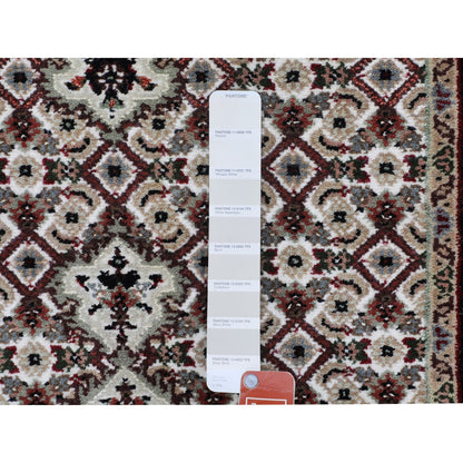 Fine Oriental Wool & Silk Hand Knotted Rug Ivory Black 2.8X10.1 -O058316