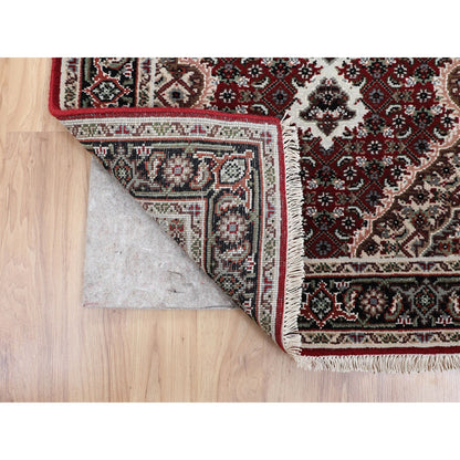 Fine Oriental Wool Hand Knotted Rug Red Black 2.8X10.1 -O058319