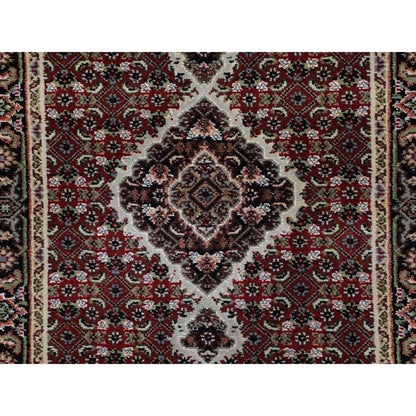 Fine Oriental Wool Hand Knotted Rug Red Black 2.8X10.2 -O058320